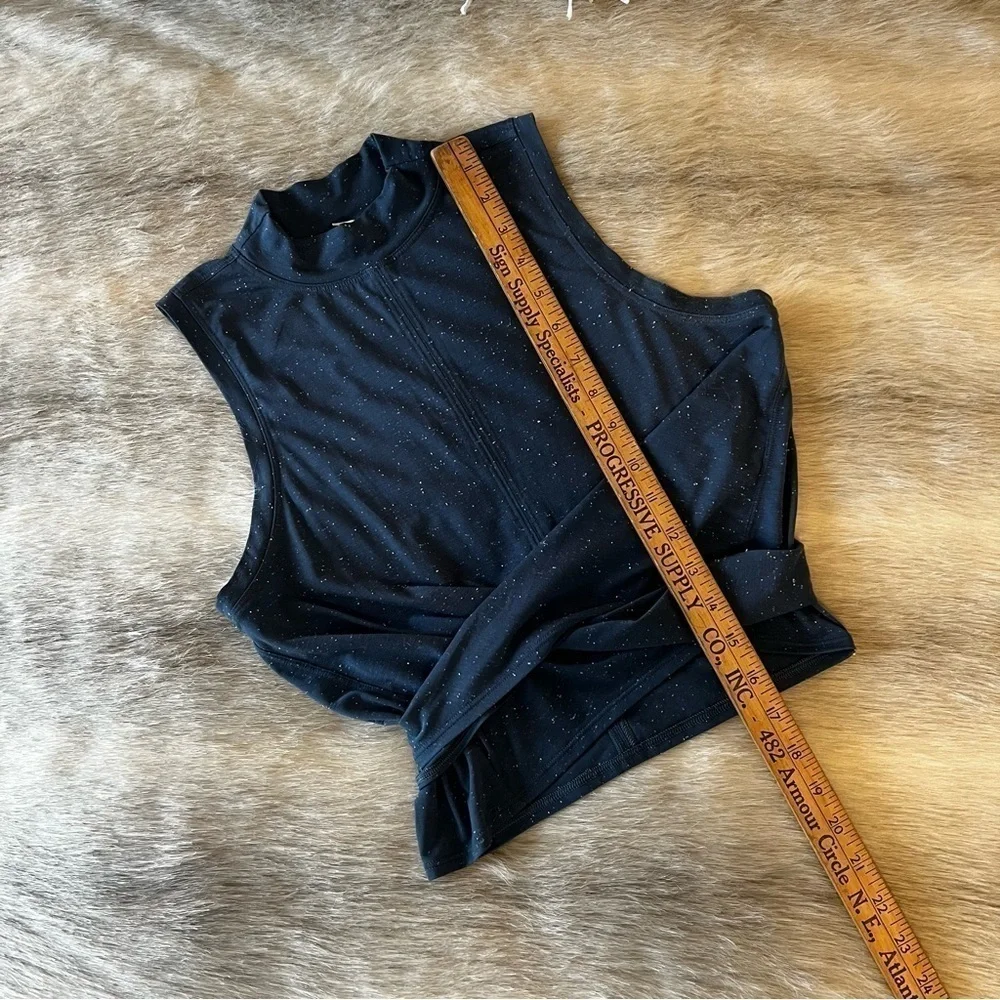 LULULEMON Blue Time to Restore Mock Neck Wrap Around Tie Back Tank Top Bra 4